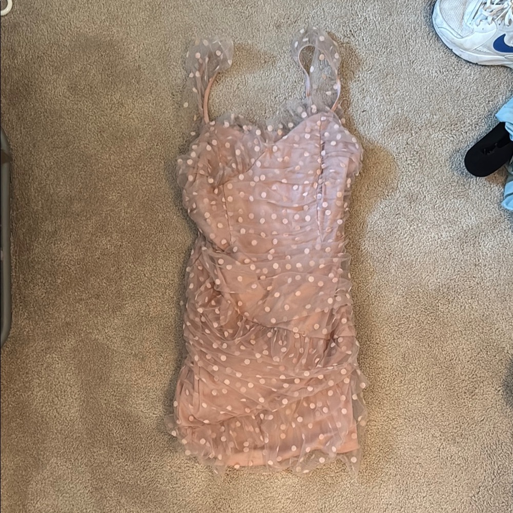 Pink Polka Dot Ruffled Dress